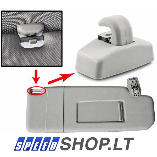 VW Golf Mk4 Caddy Passat Touran T5 Seat Skoda skydelio nuo saulės laikiklis (pilka)